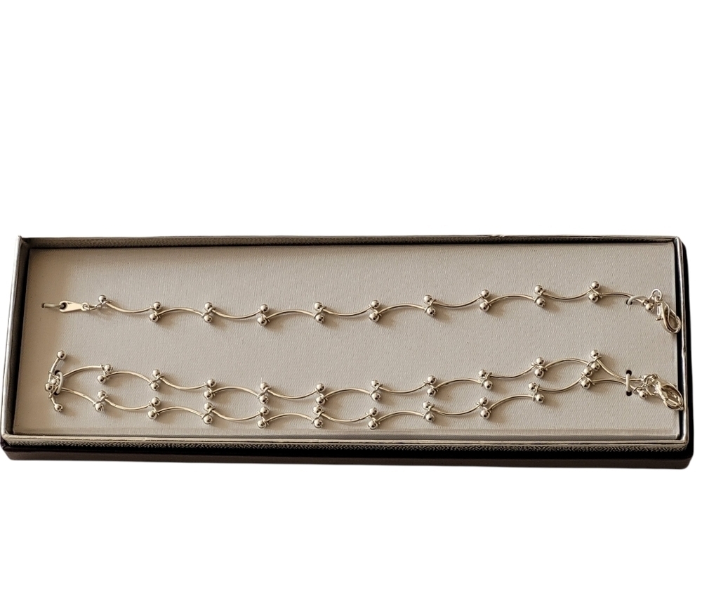 Curve Silver-Tone 2 Bracelets Set